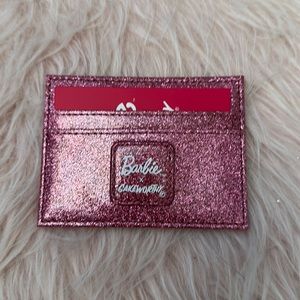 New Barbie x Cakeworthy card case, in glittery pink. 3 credit card slots.